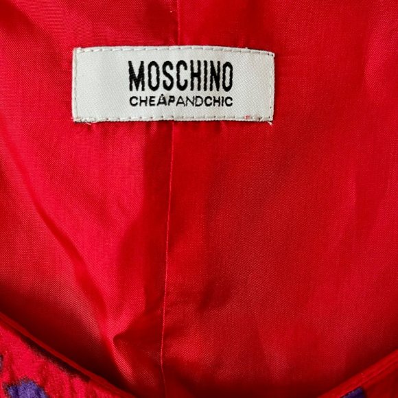 Moschino Sleeveless V-Neck Fit/Flare Dress - Red/Purple - 12 - Picture 7 of 12